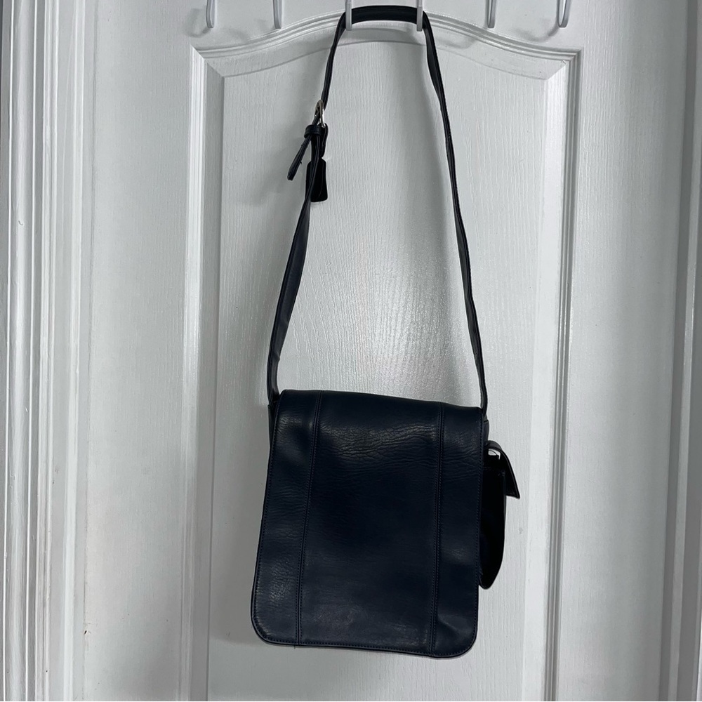 Navy Blue Leather Crossbody Bag